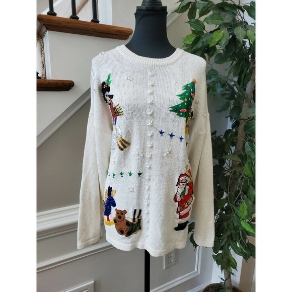 VTG Victoria Women Ramie & Cotton Scoop Neck Long Sleeve Soft Sweaters - Picture 1 of 10